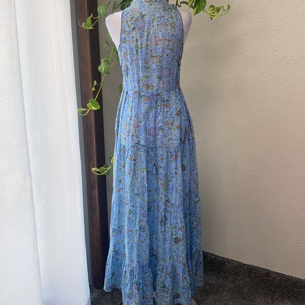 Poupette St.Barth Blue Ruffled Tiered Maxi Sundress Women’s Nana Long Dress SzXS - Picture 10 of 13